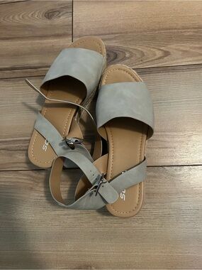 Soda Light Gray Open-Toe Espadrille Sandals